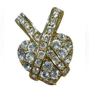 Rhinestone and Gold-Toned Heart Slide